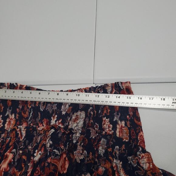 Anthropologie Skirt Womens Small Navy Floral Ruffle Tiered Smocked Fairy Grunge - Picture 5 of 9